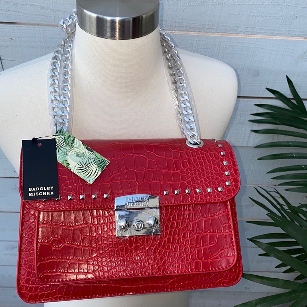Badgley Mischka Croc Embossed Vegan Leather Crossbody